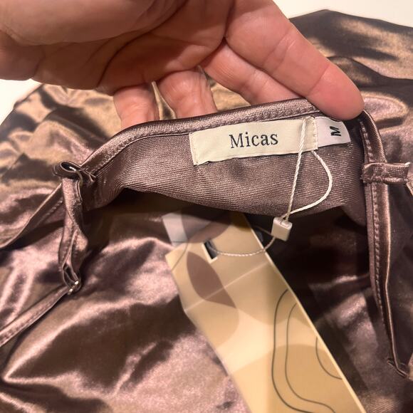 NWT Micas Satin Draped Sleeveless Midi Dress Size Medium - Picture 4 of 9